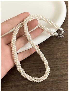 Necklace Imitation Pearls Multi-Layered Twist Clavicle Chain Classic Vintage